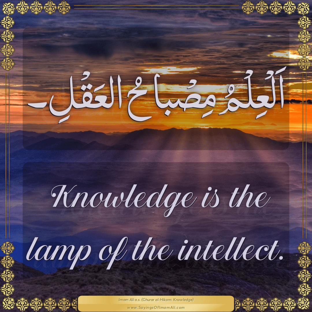 Knowledge is the lamp of the intellect.